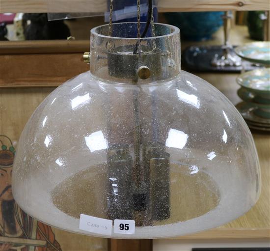 A 1970s Glashutte Limburg glass and brass ceiling light
